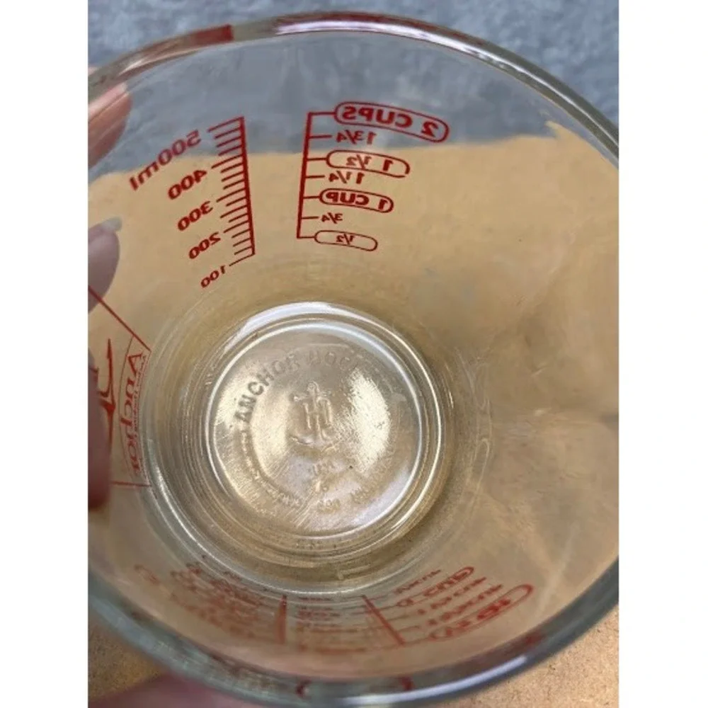 Anchor Hocking Glass Measuring Cup Set 1 Cup and 2 Cup Red Graphics Made in USA‎